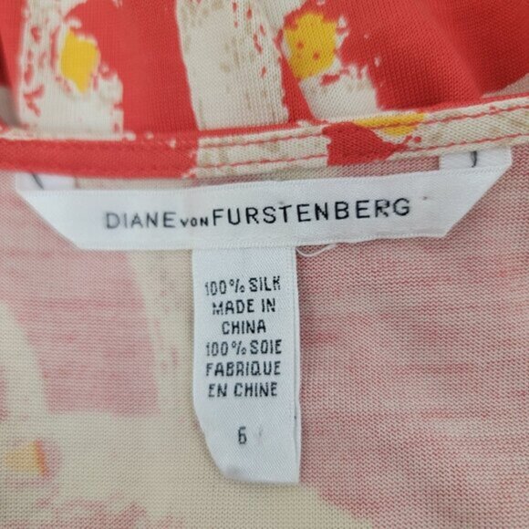 Diane von Furstenberg Womens 6 Dress Wrap Orange ANTONIO Silk Knee Length DVF - Picture 6 of 15